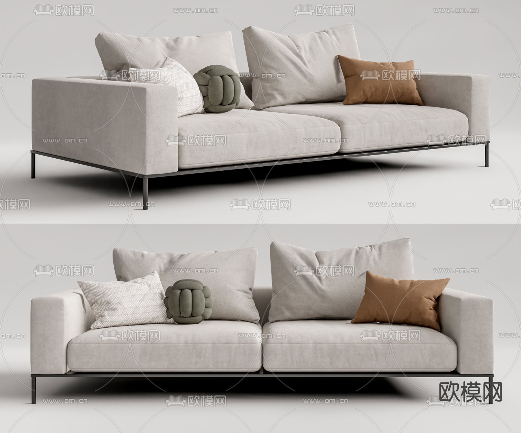 现代布艺双人沙发su模型