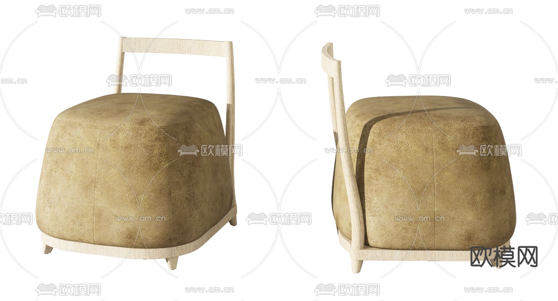 现代绒布休闲椅3d模型下载