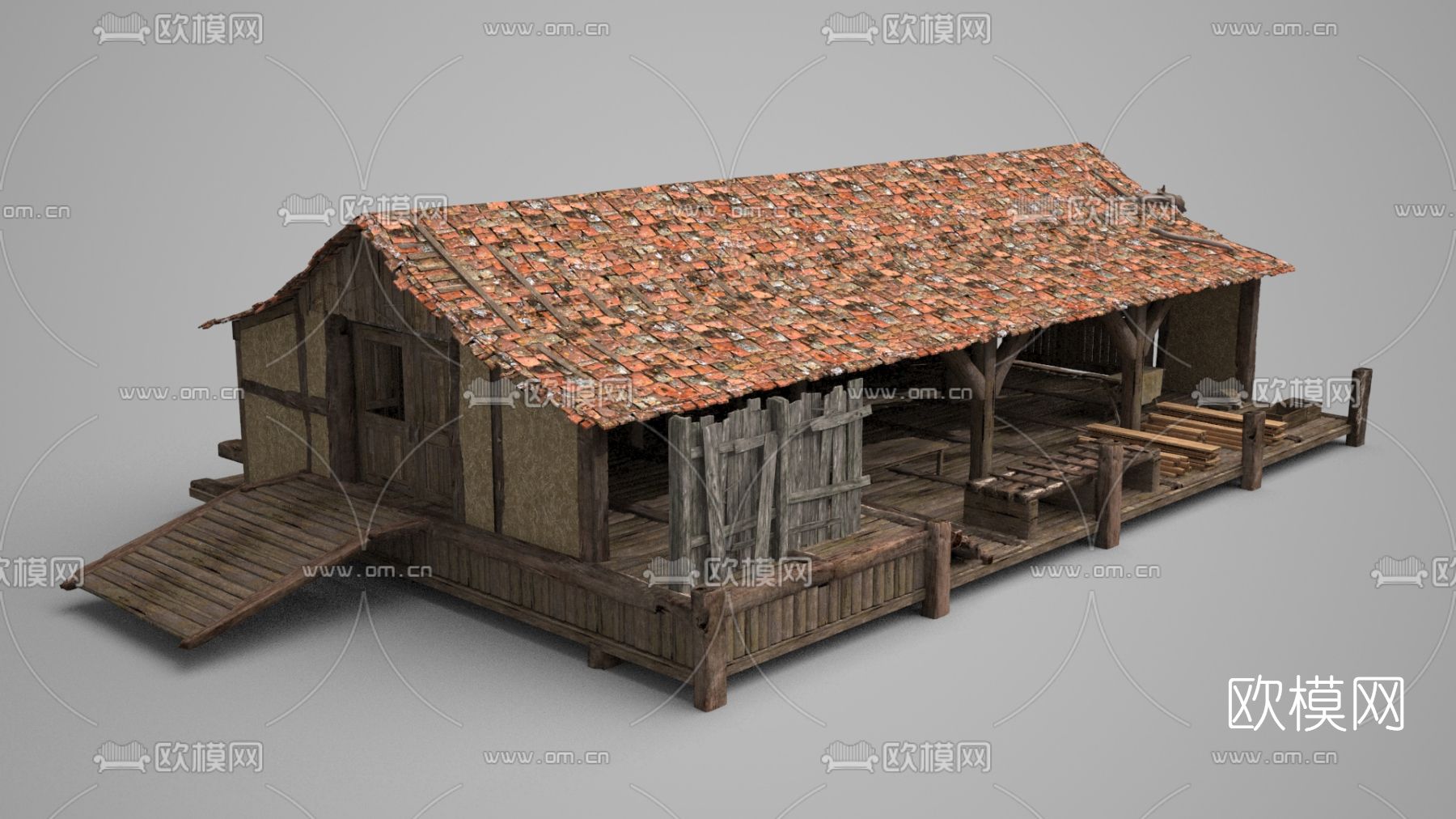 自然风仓库建筑构件免费3d模型下载