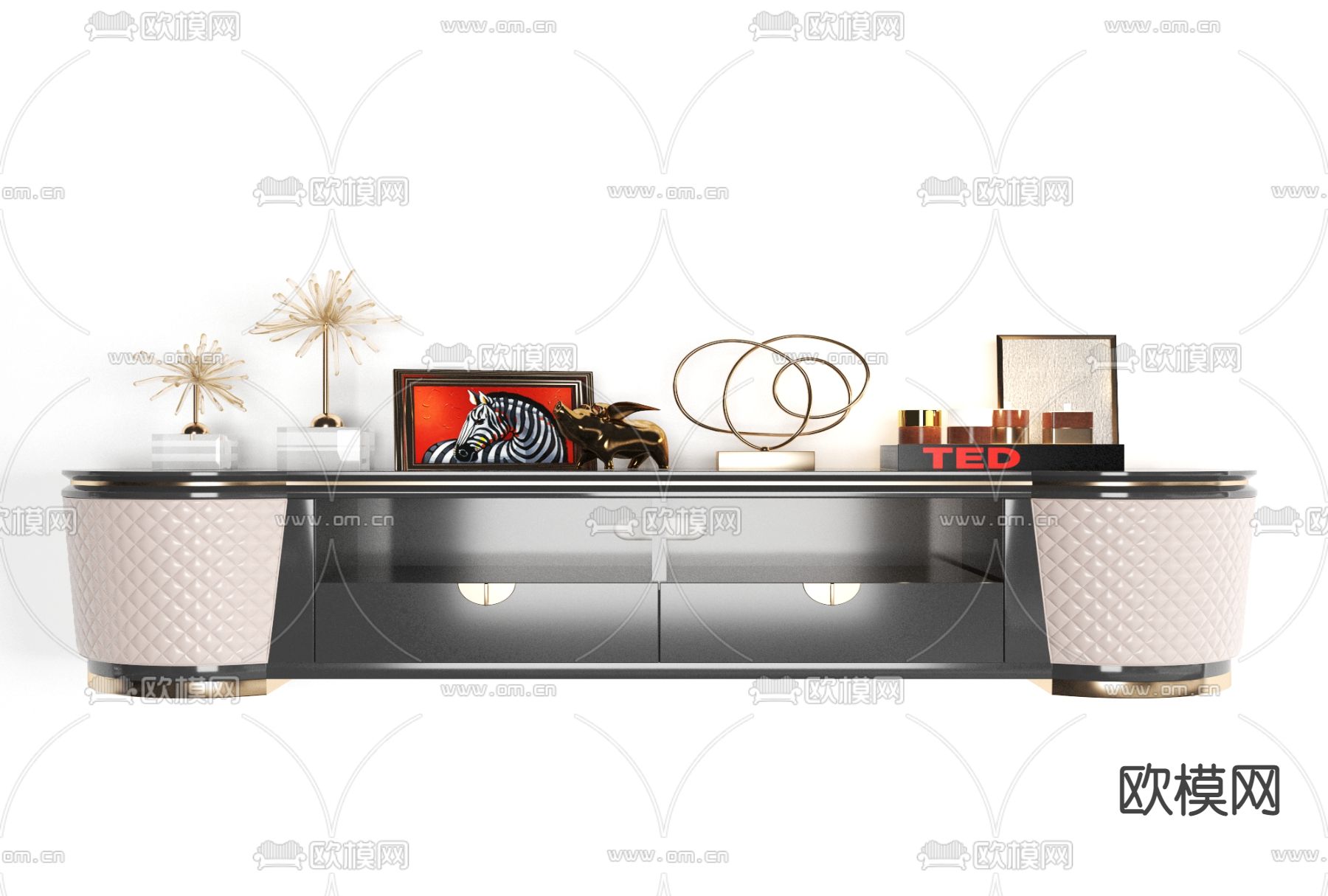 现代式轻奢电视柜免费3d模型下载