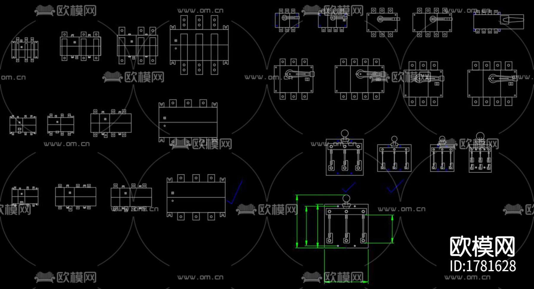 常用电气元器件cad图库下载（渲染图5）