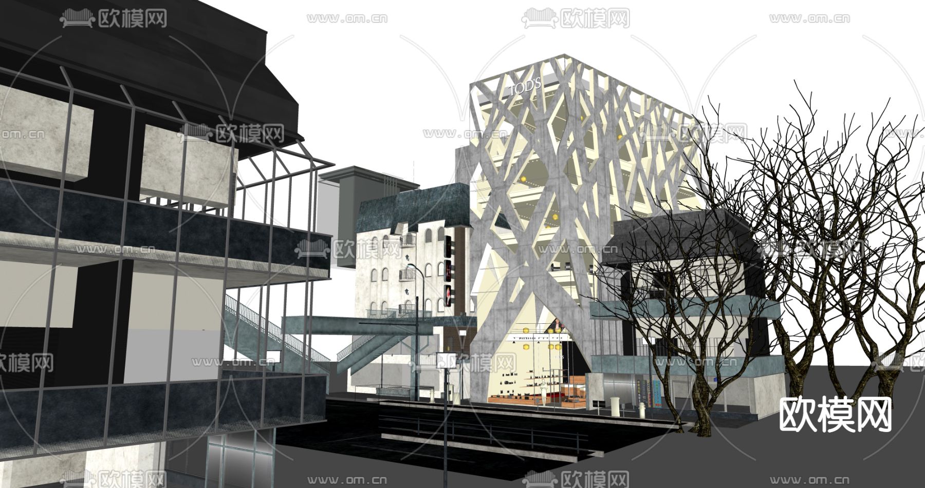 现代展览馆建筑美术馆su模型下载（渲染图3）