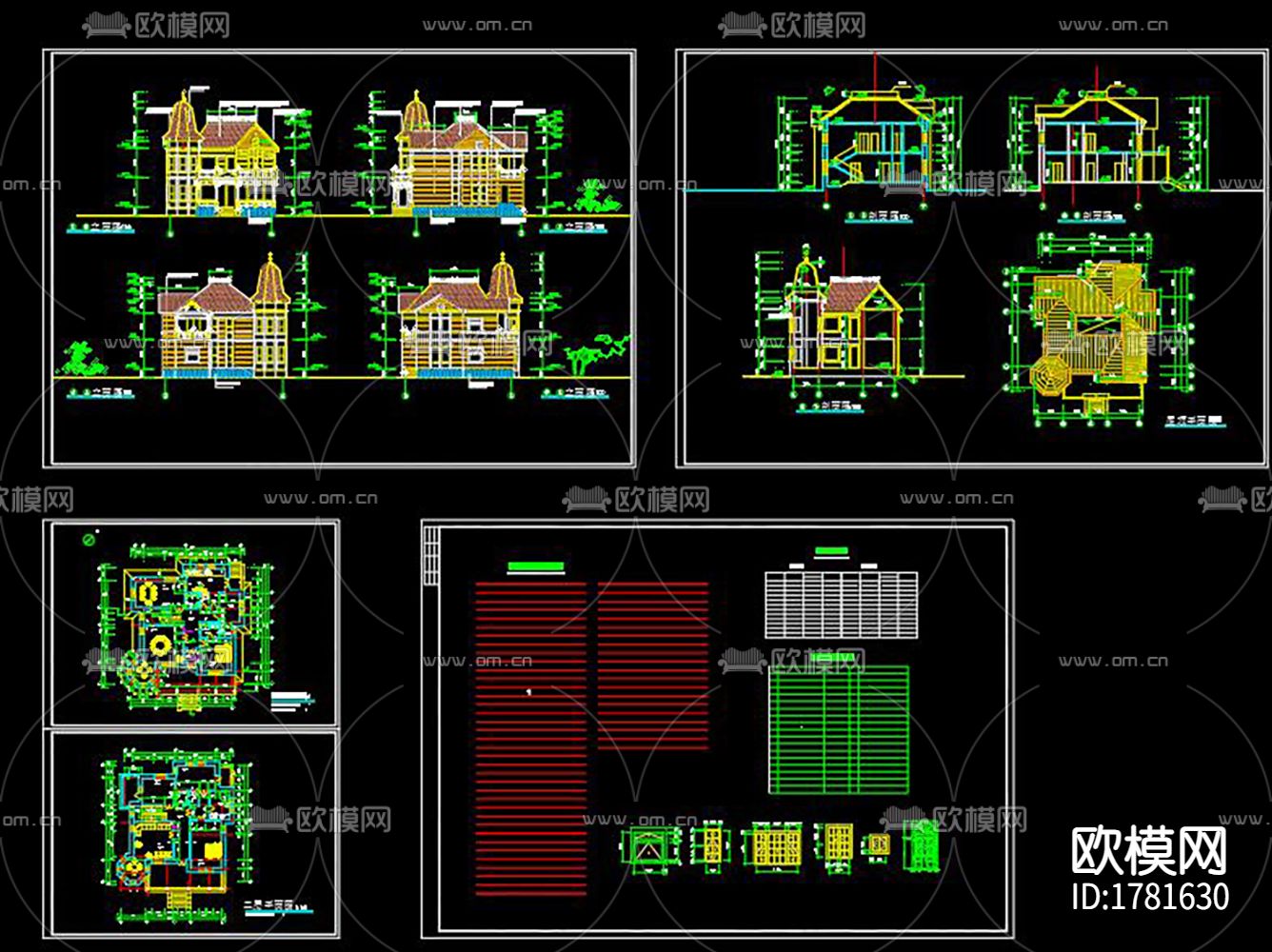 欧式别墅cad施工图下载（渲染图10）