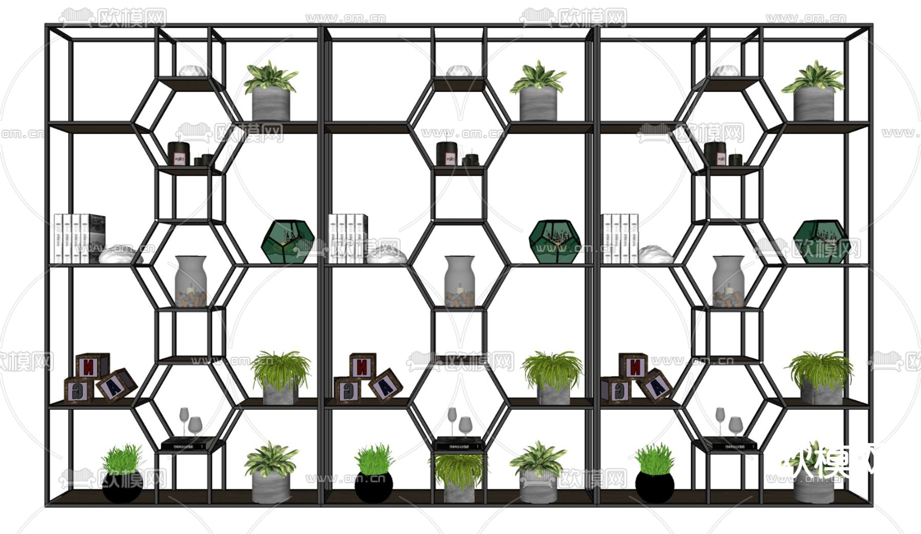 工业风隔断花架su模型下载