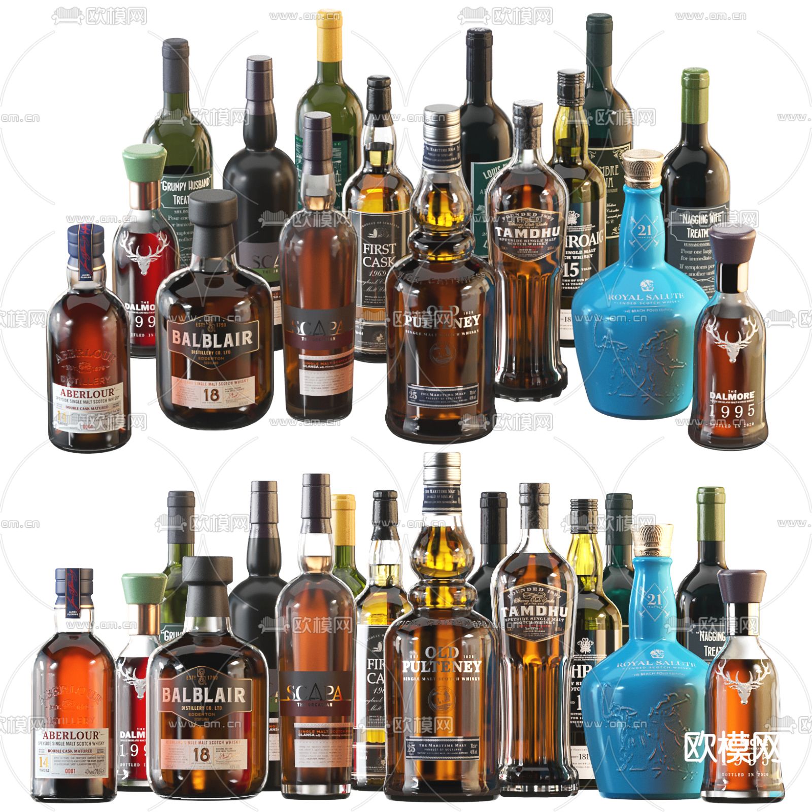 现代酒水酒瓶洋酒3d模型下载（渲染图1）