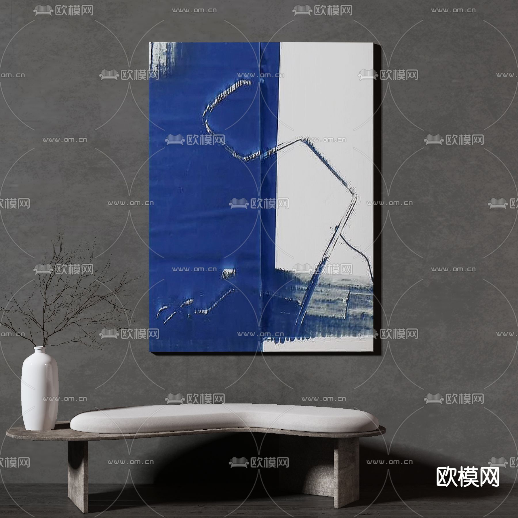 侘寂抽象装饰挂画su模型下载