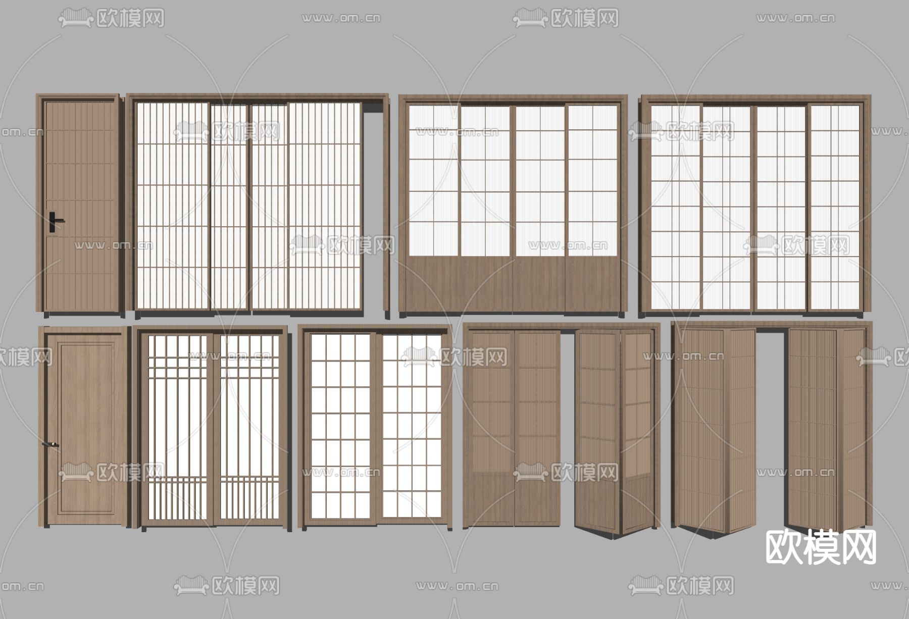 日式推拉门折叠门su模型下载（渲染图2）
