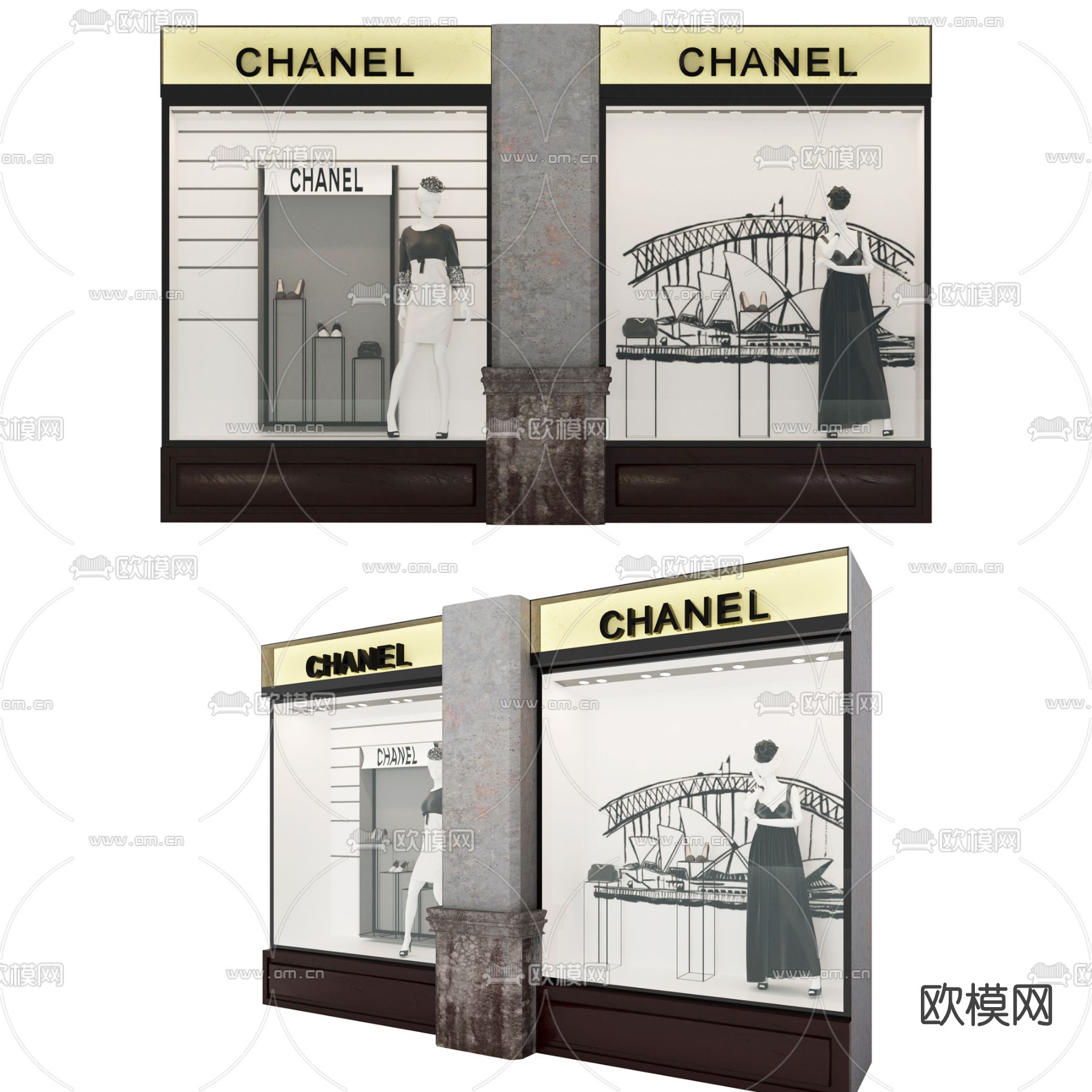 现代橱窗免费3d模型下载