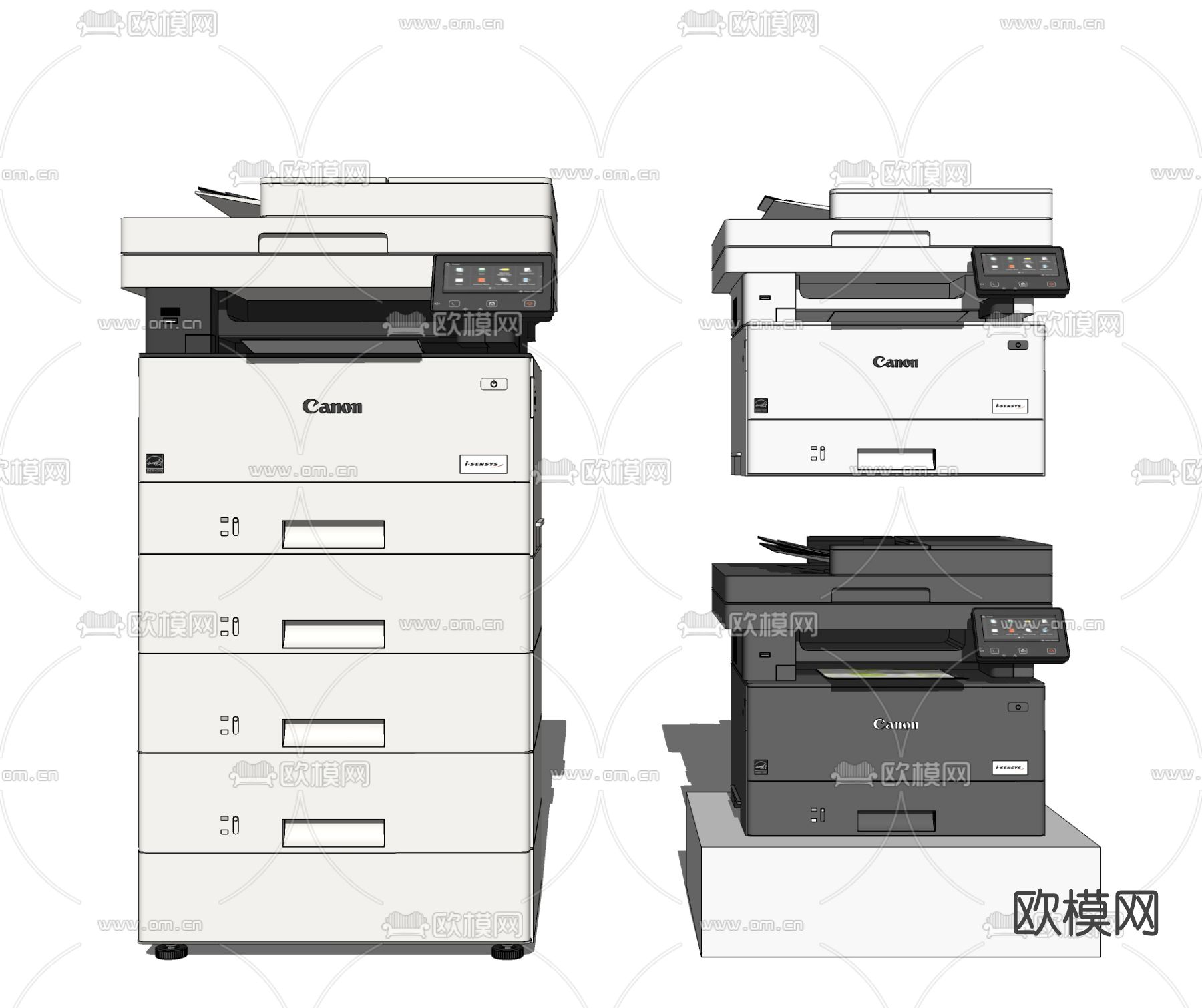 现代打印机复印机su模型下载（渲染图2）