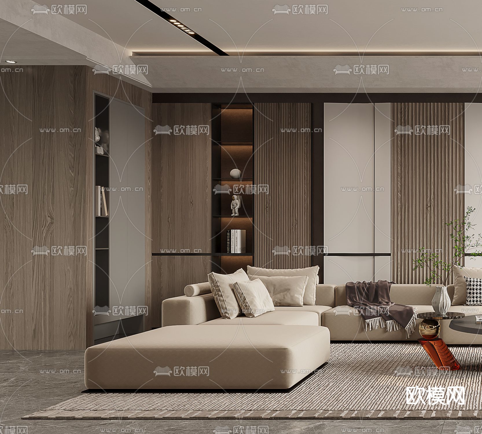 现代轻奢客厅3d模型下载（渲染图5）