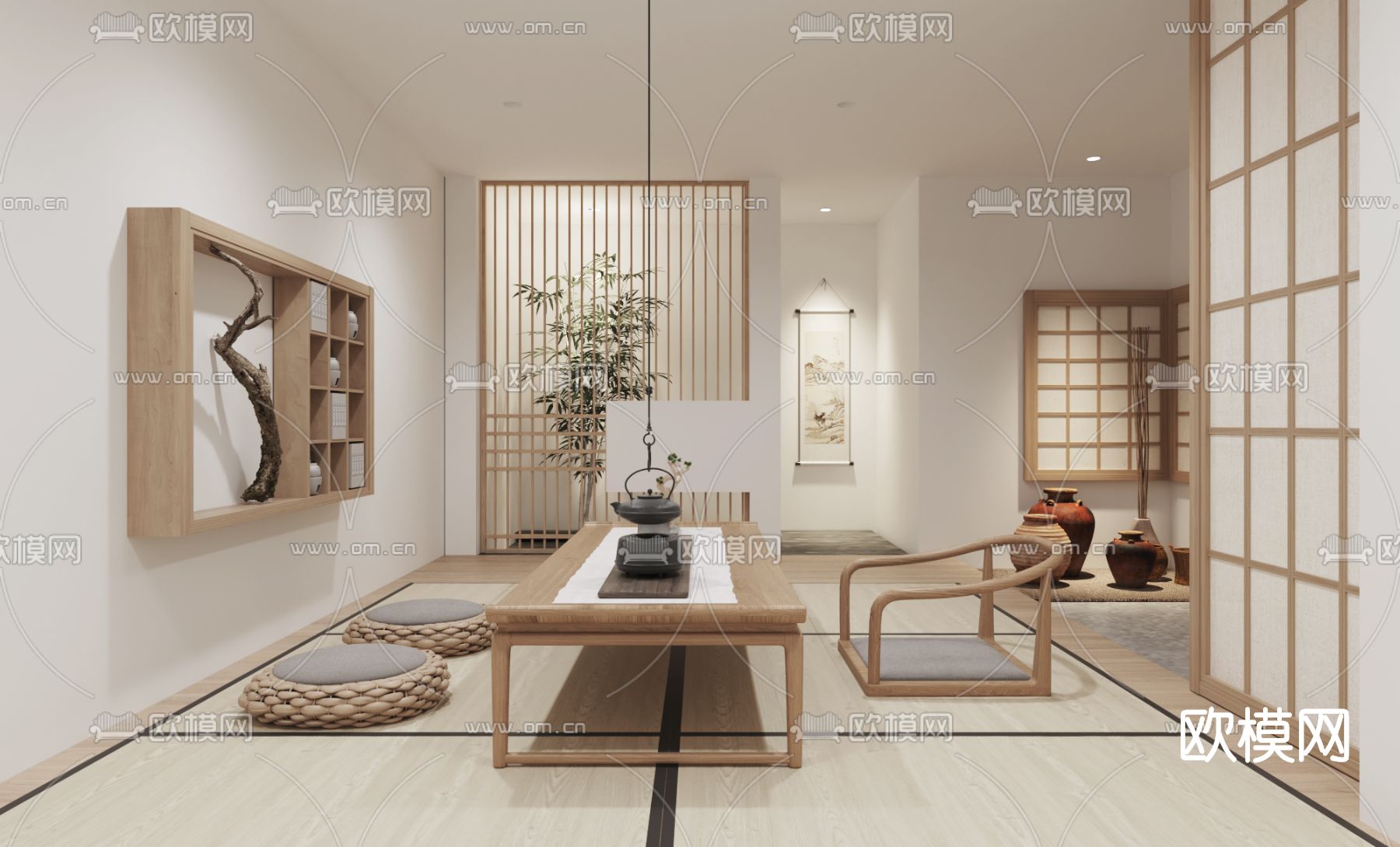 日式茶室su模型下载（渲染图1）