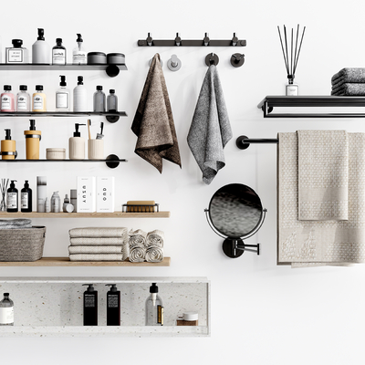  现代卫浴用品毛巾架su模型 