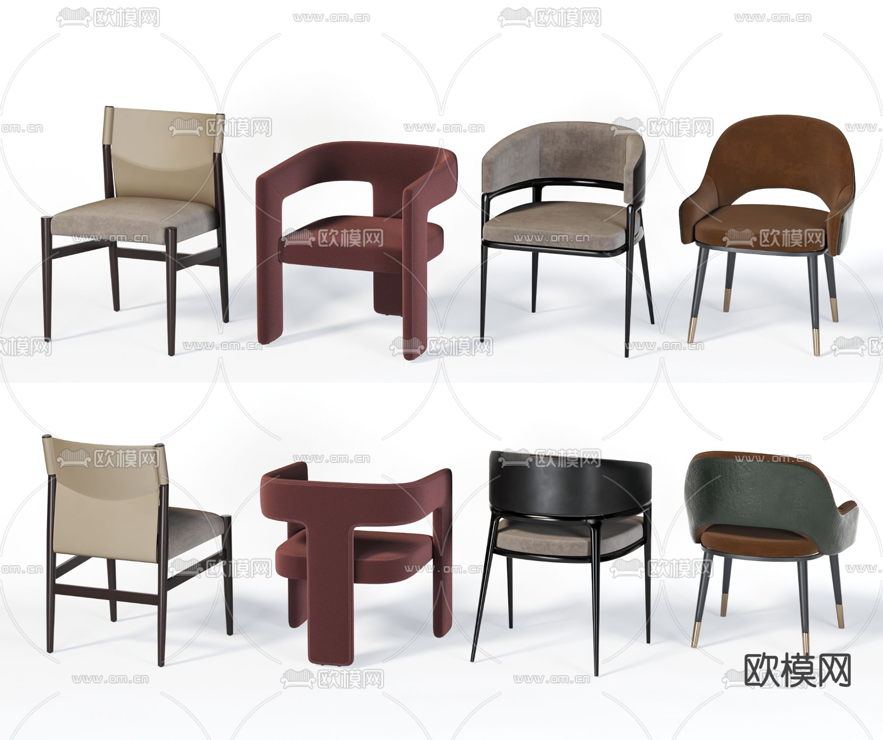 现代布艺休闲椅3d模型下载