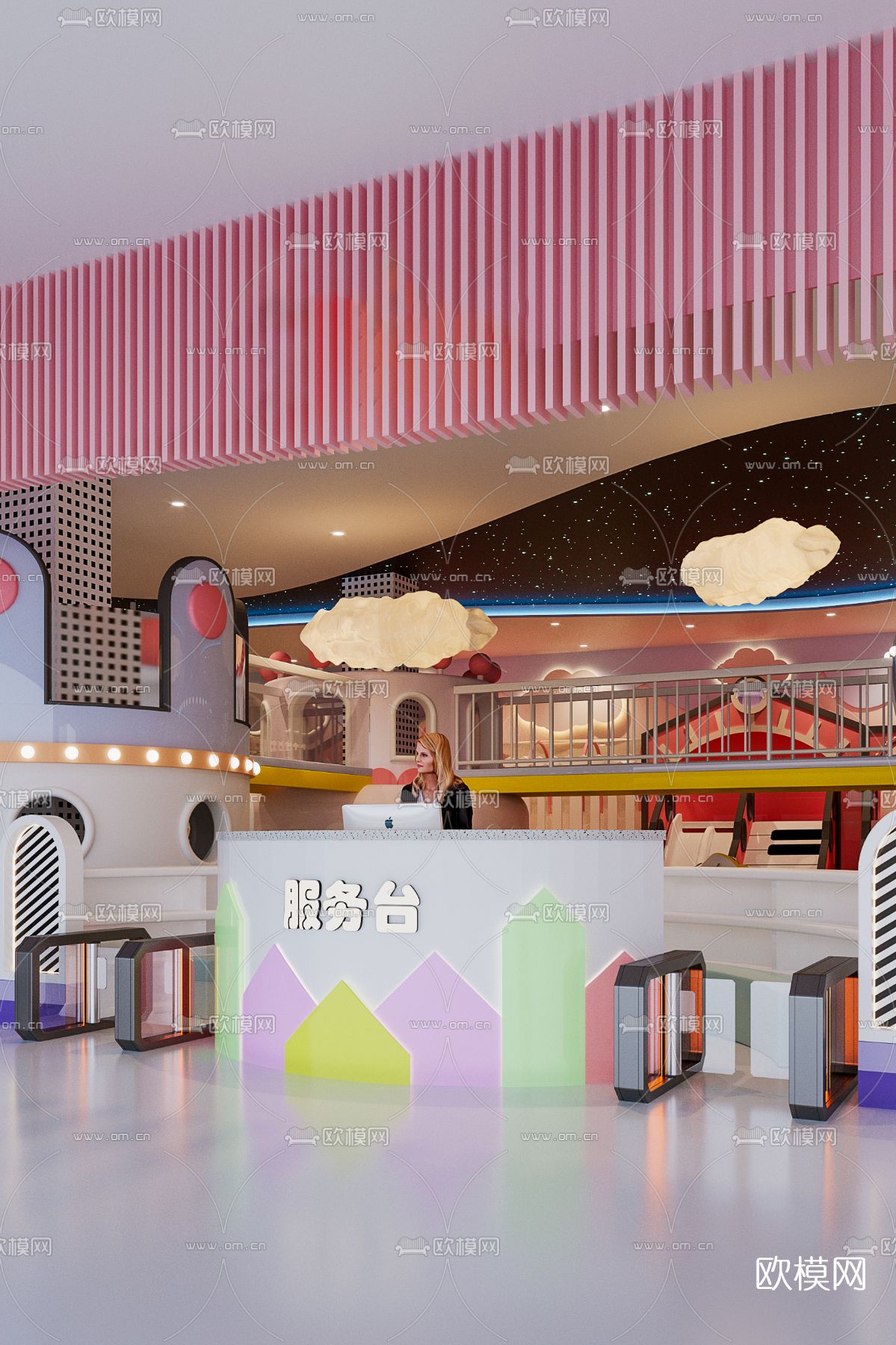现代室内儿童乐园3d模型下载（渲染图2）