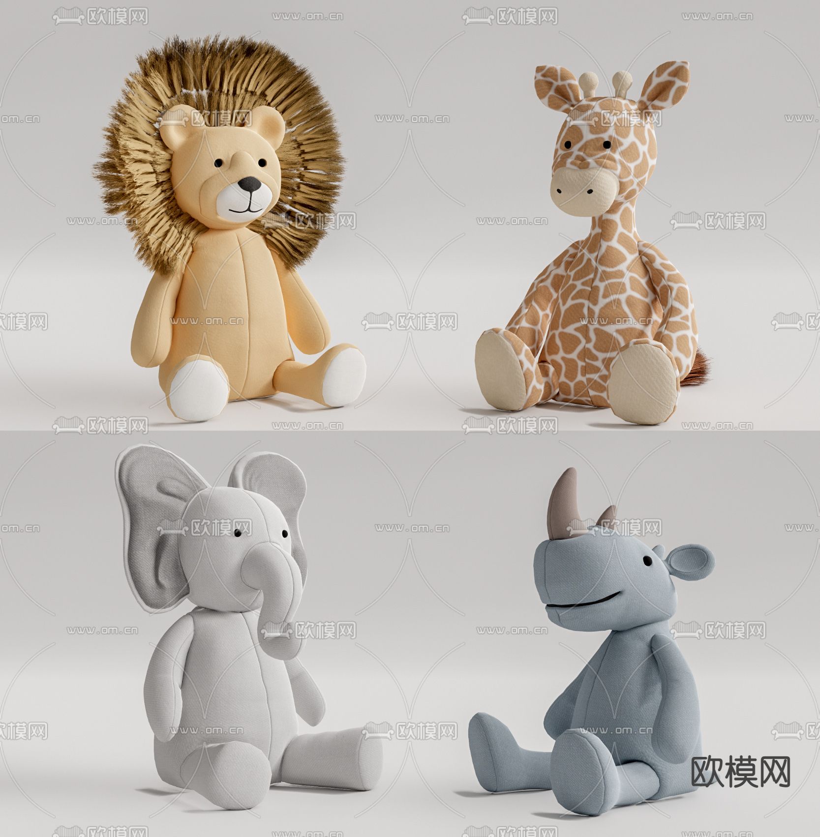 现代儿童毛绒玩具su模型下载（渲染图1）