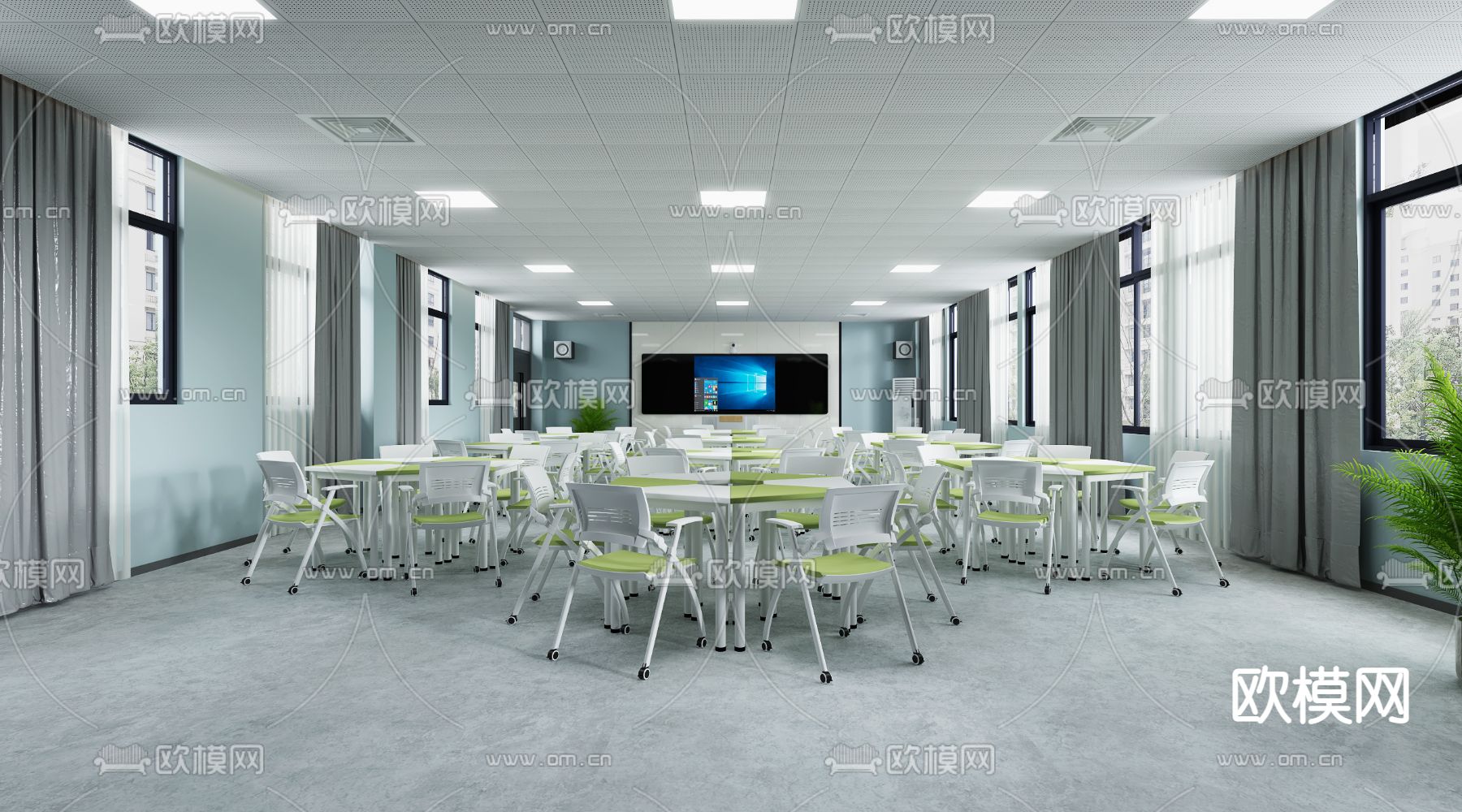 现代教室培训室3d模型