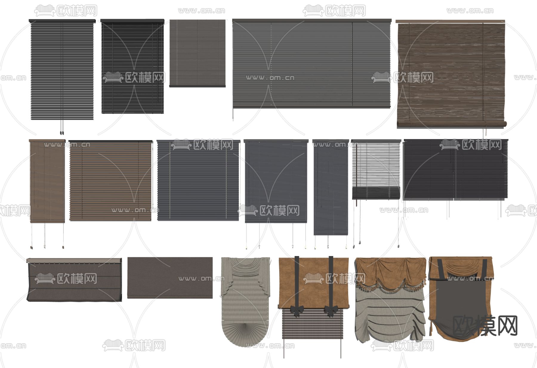 现代百叶帘遮阳帘罗马帘su模型下载（渲染图2）