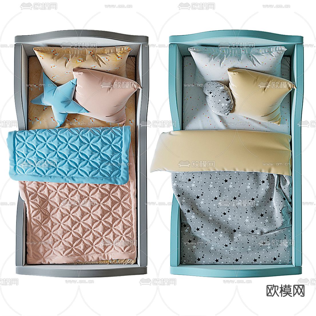 现代布艺婴儿床3d模型