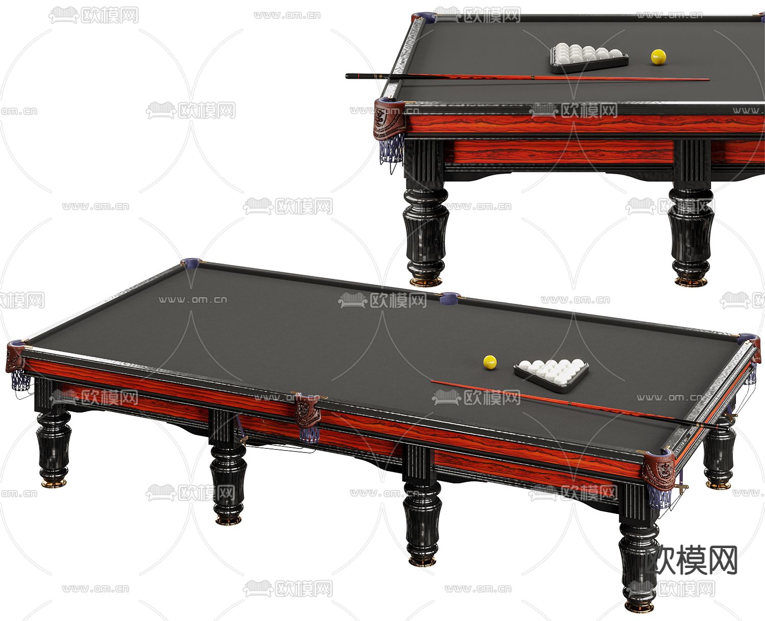 欧式台球桌3d模型下载（渲染图1）