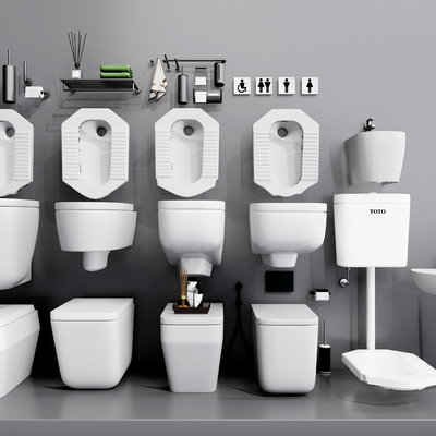  现代蹲厕蹲坑su模型 