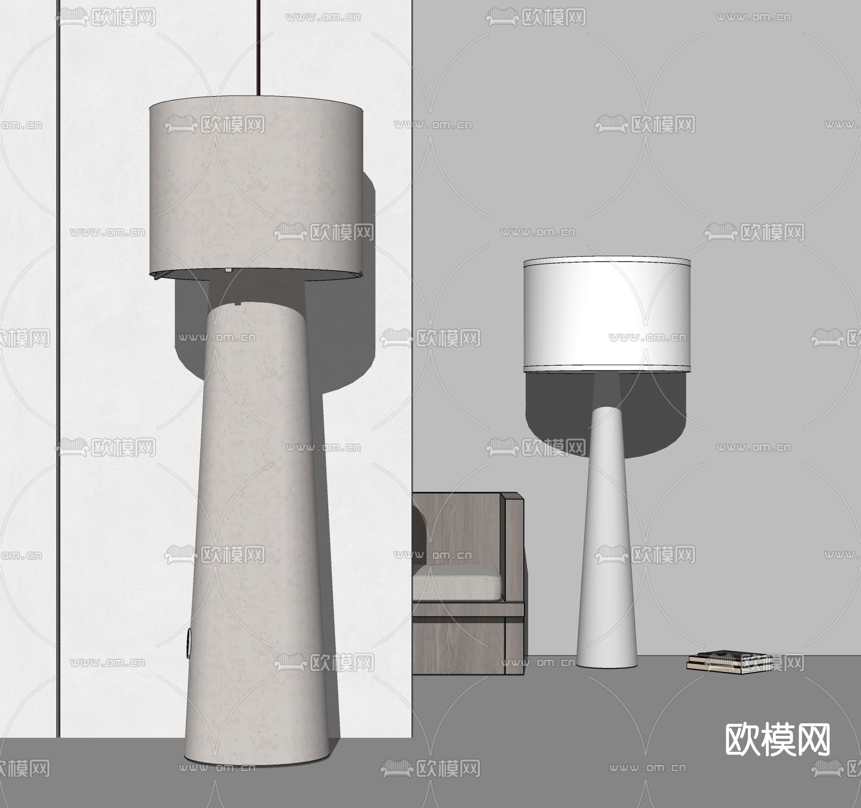 现代轻奢落地灯su模型下载（渲染图2）