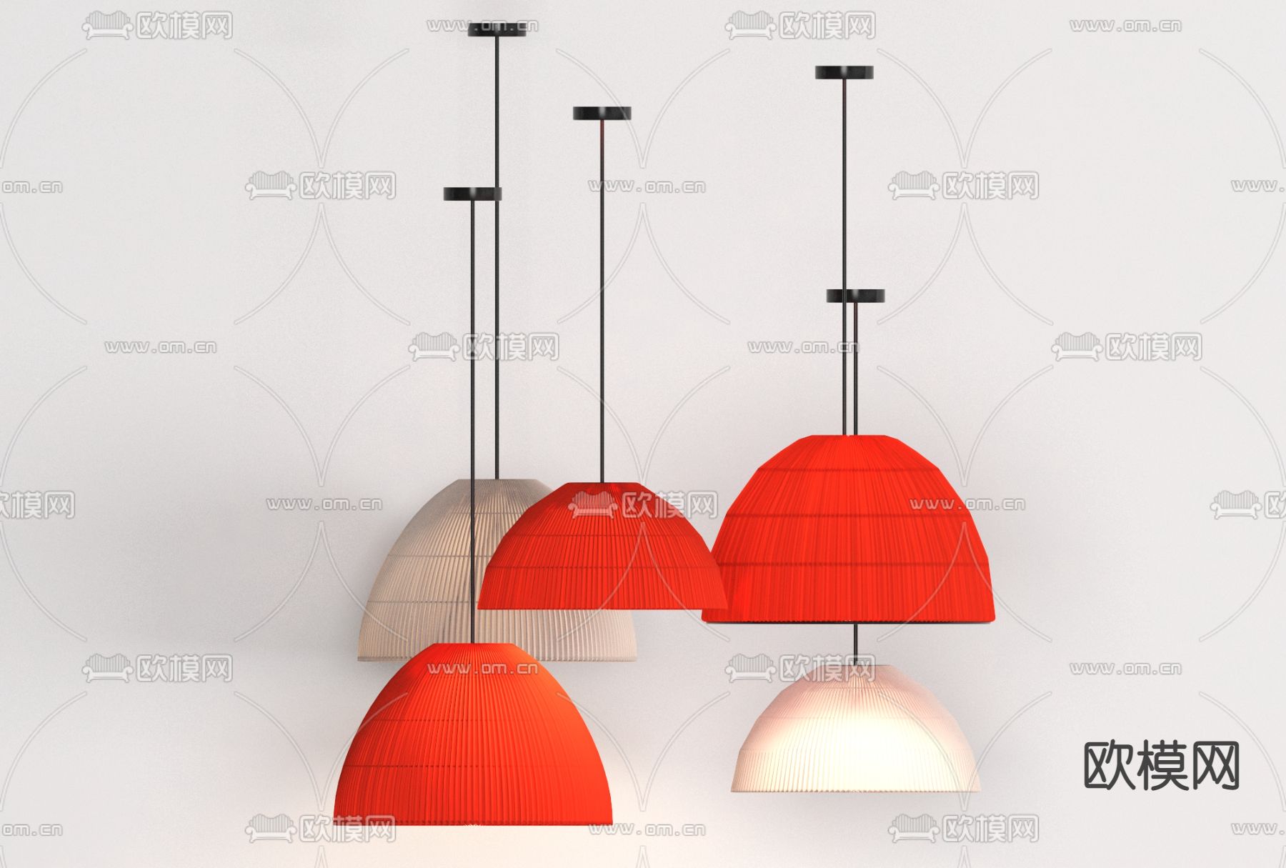 新中式灯笼吊灯免费3d模型下载