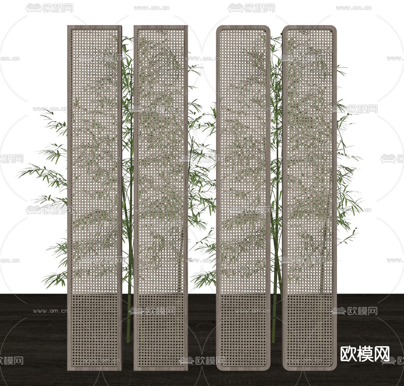 新中式藤编隔断su模型下载