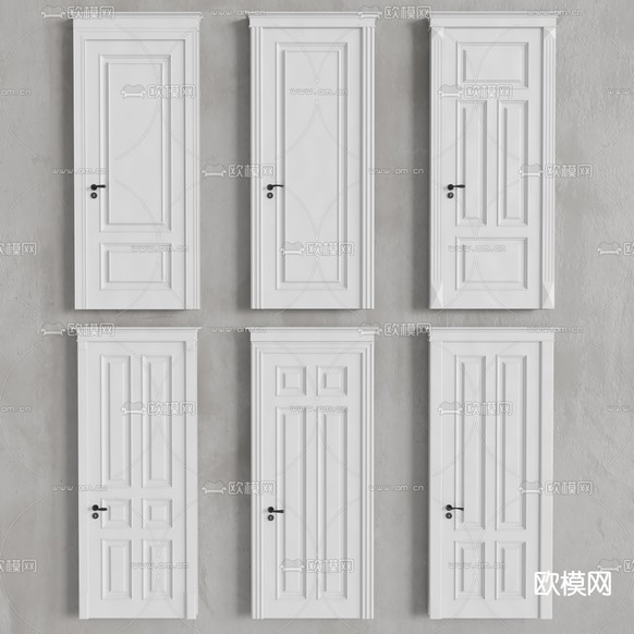 简欧实木房门单开门3d模型下载