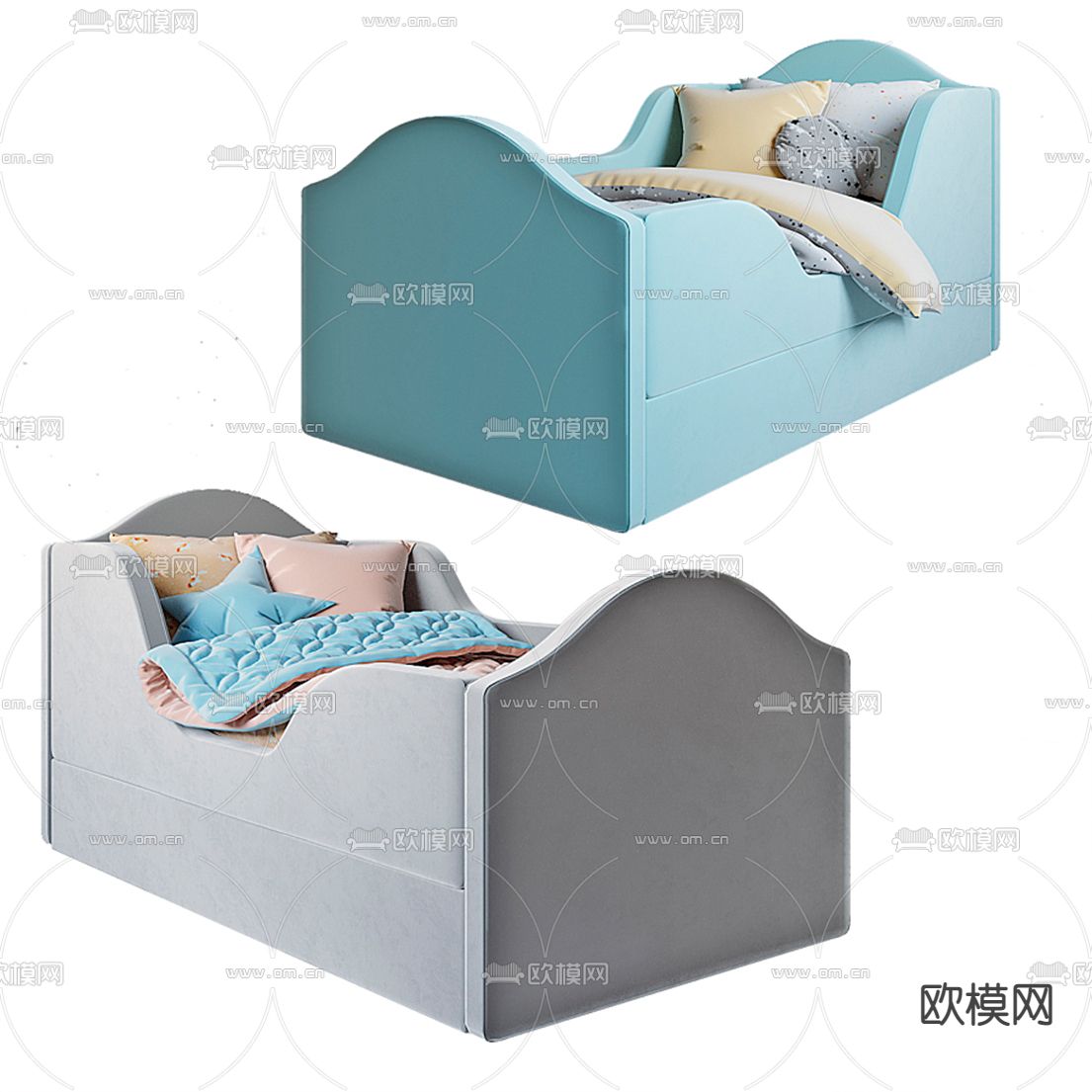 现代布艺婴儿床3d模型