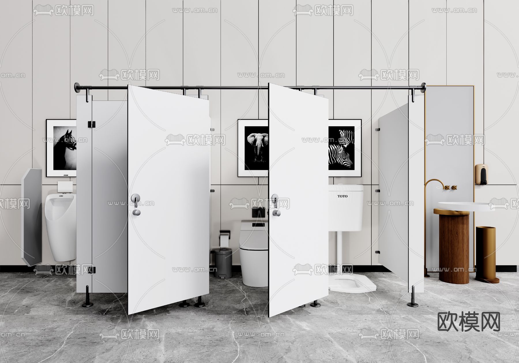 现代马桶便器su模型下载（渲染图1）