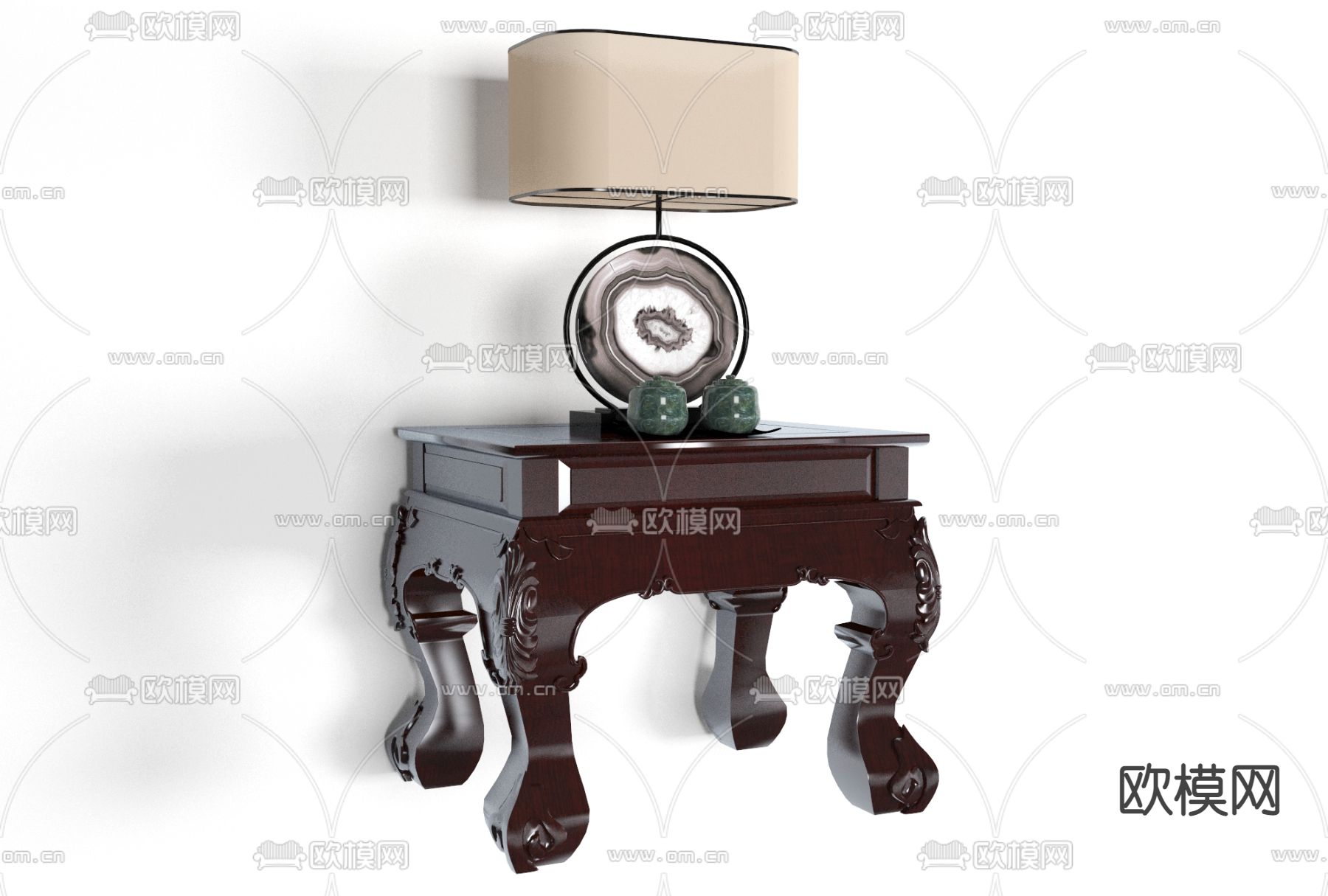 欧式实木角几免费3d模型下载