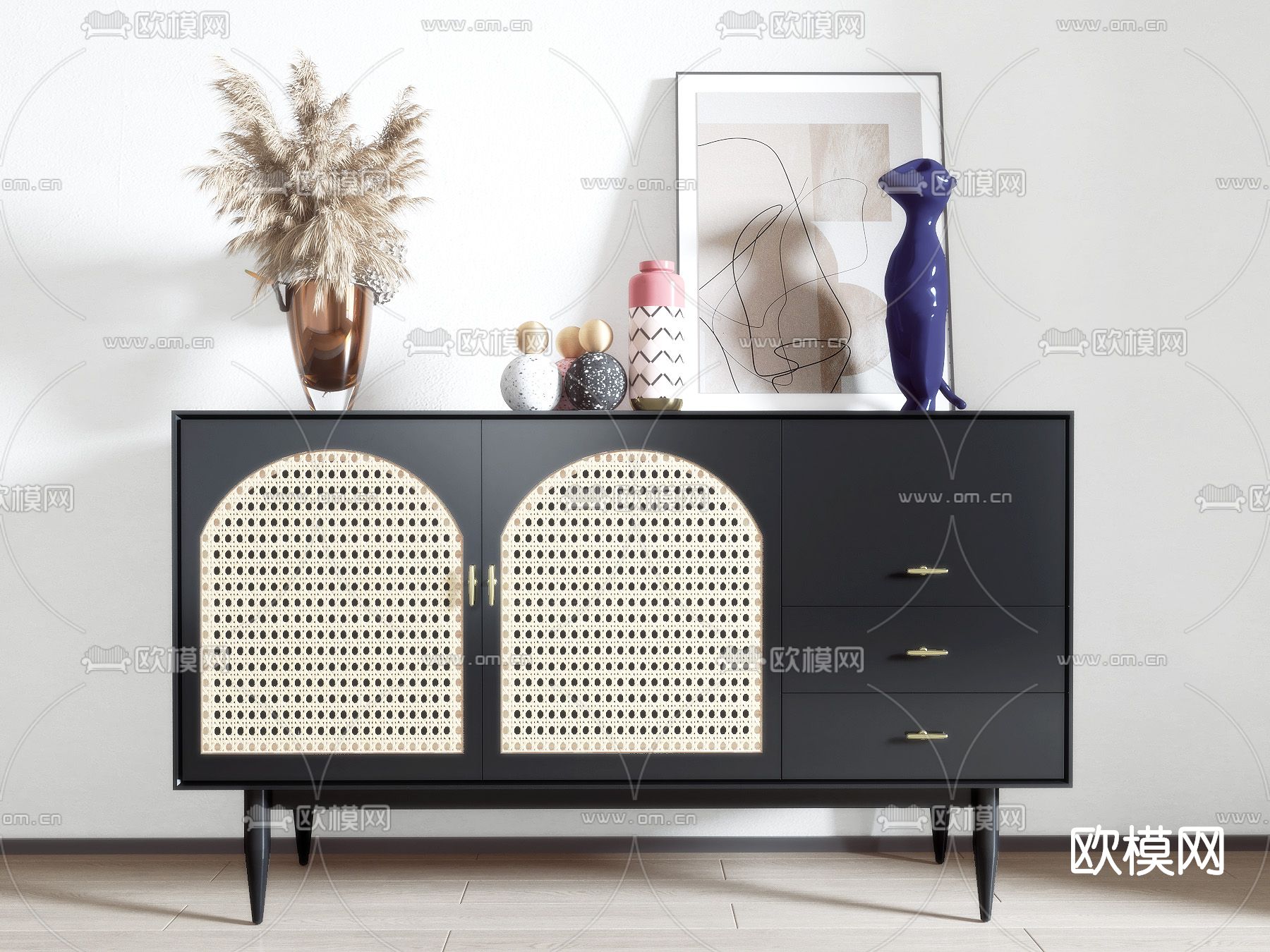 北欧玄关柜su模型下载（渲染图1）