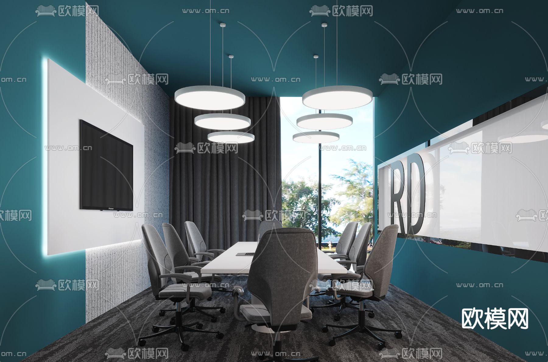 现代会议室3d模型