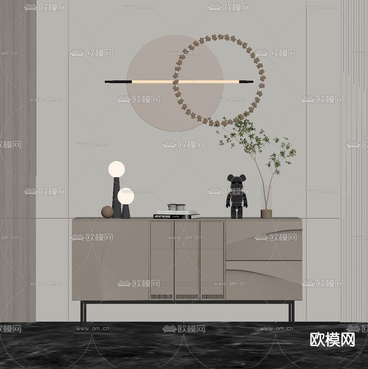 现代玄关边柜su模型