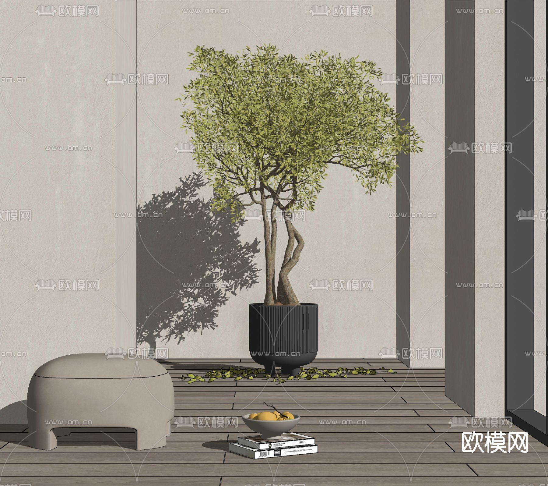 现代植物盆栽su模型