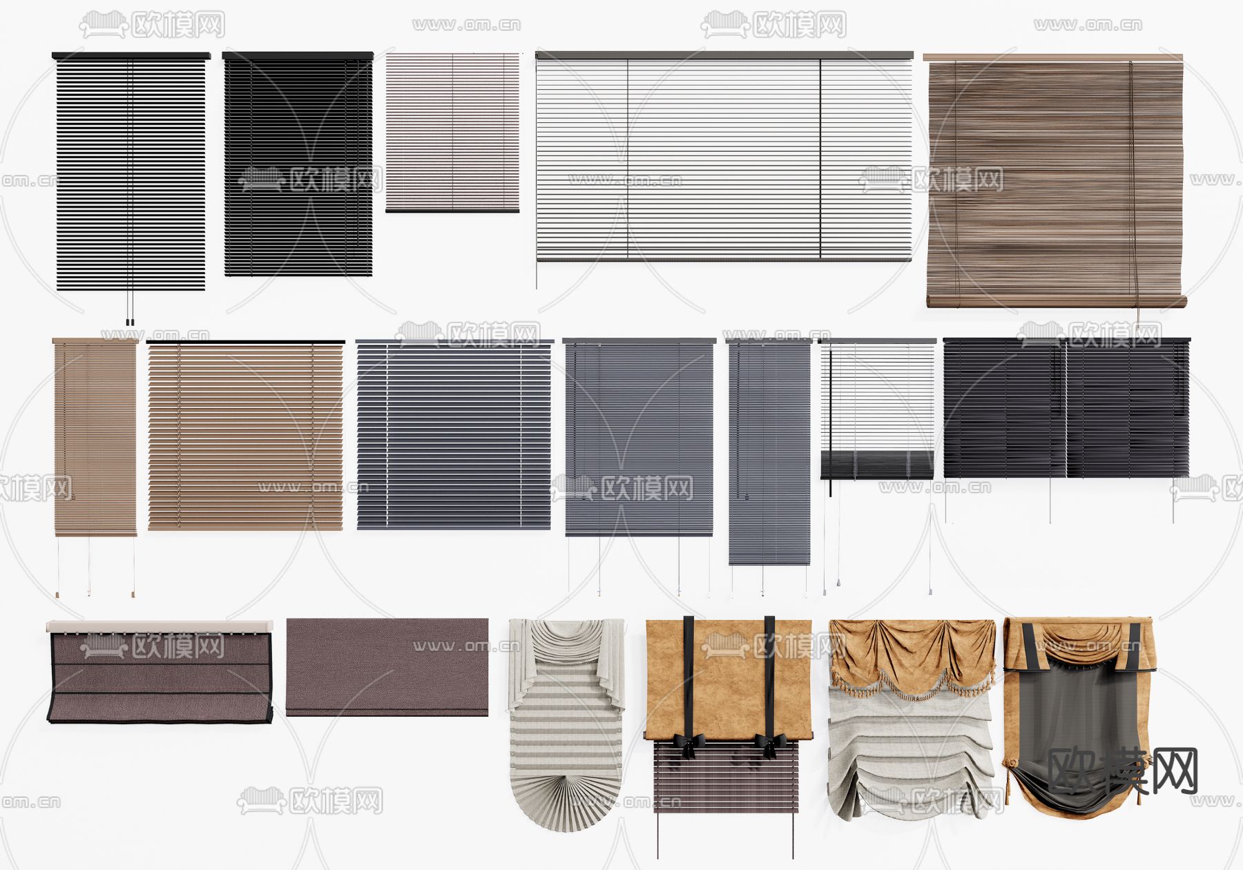 现代百叶帘遮阳帘罗马帘su模型下载（渲染图1）