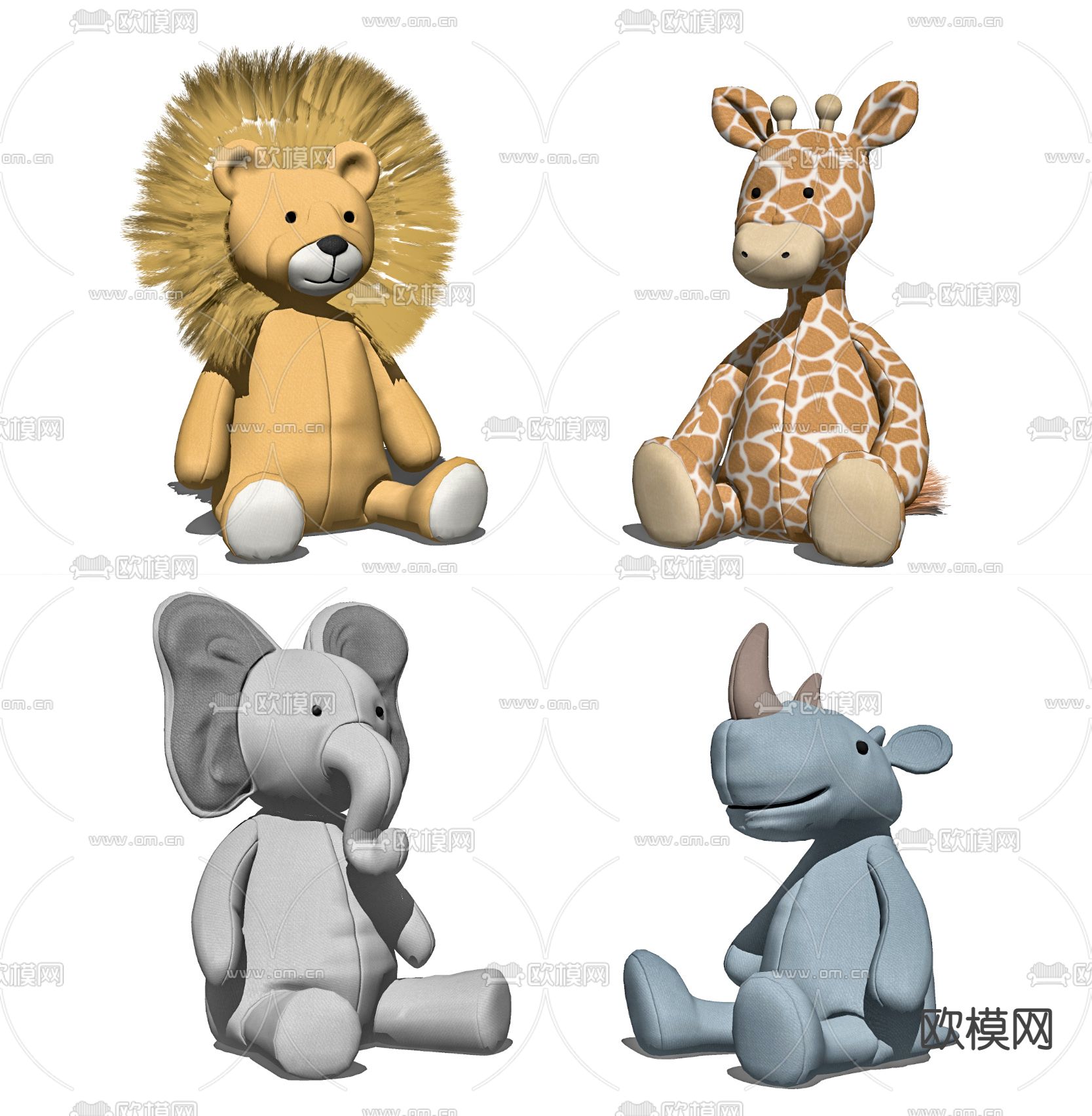 现代儿童毛绒玩具su模型下载（渲染图2）