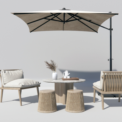  侘寂户外休闲桌椅su模型 