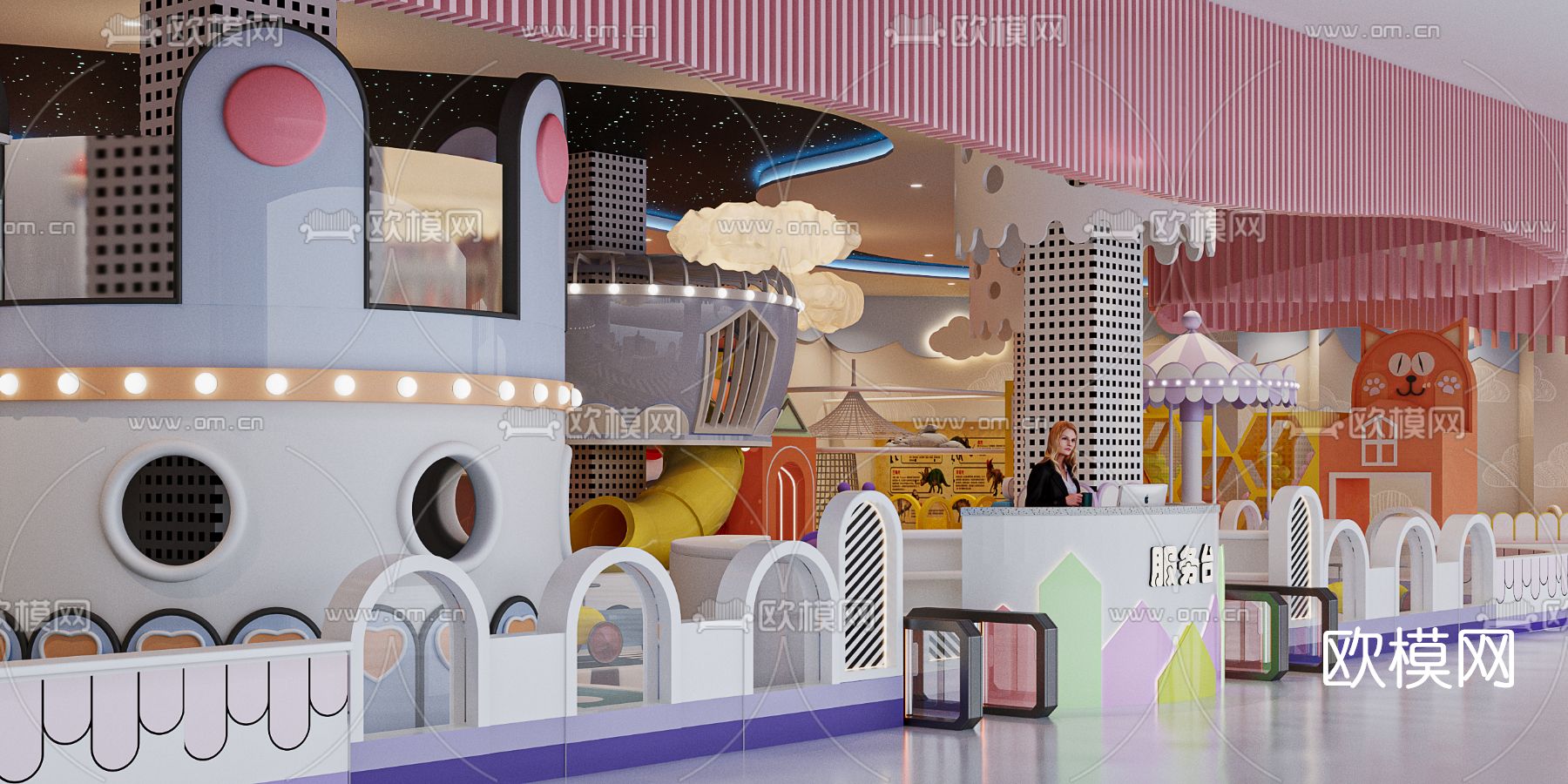 现代室内儿童乐园3d模型下载（渲染图1）