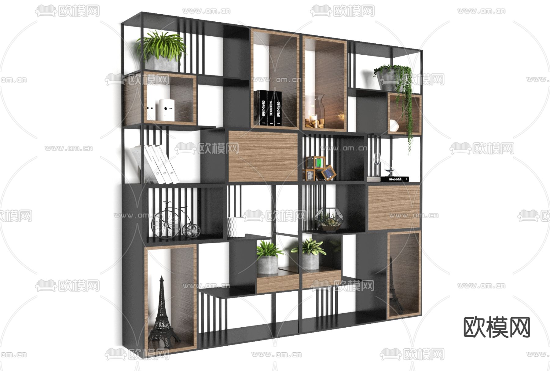 工业风铁艺装饰柜免费3d模型下载