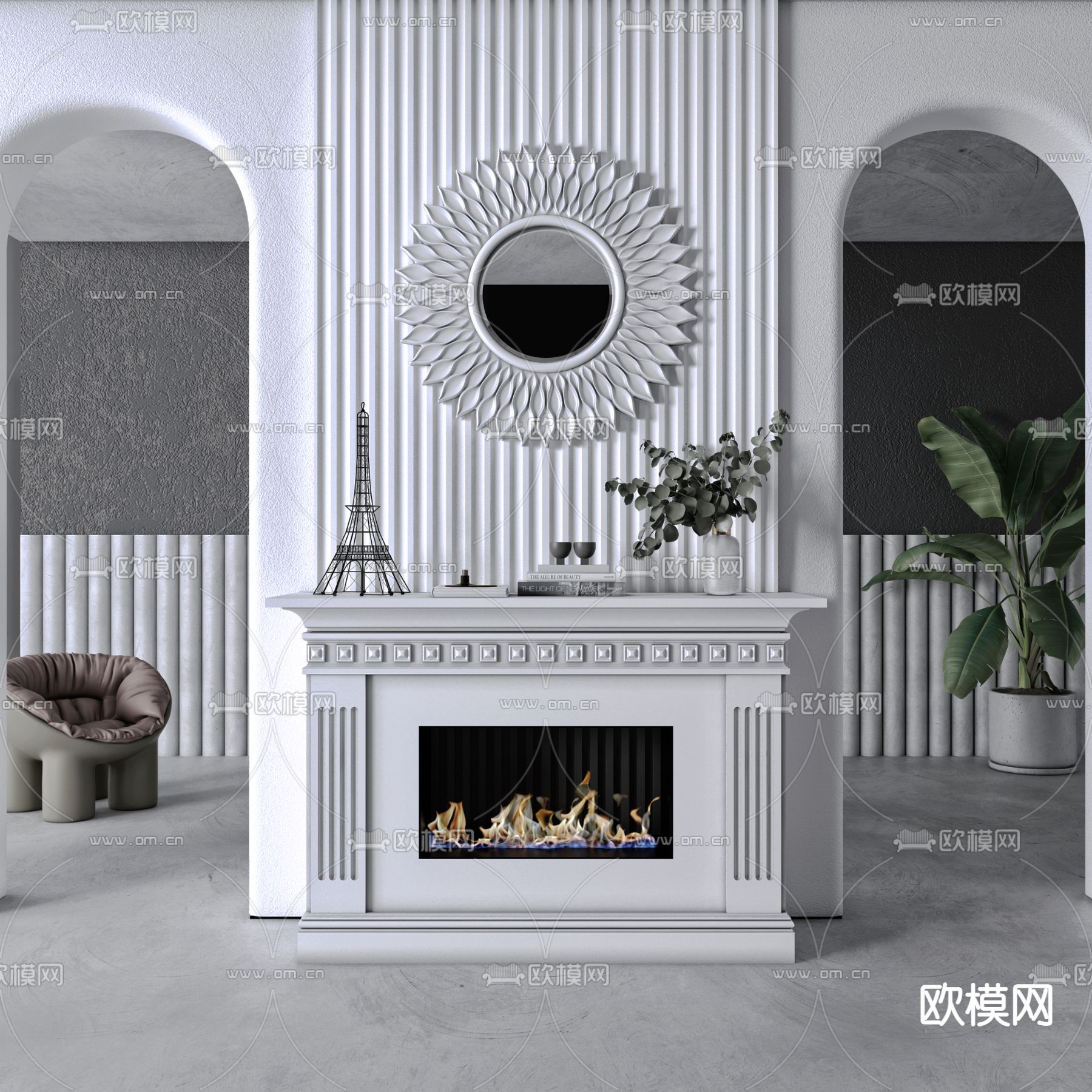 欧式壁炉3d模型
