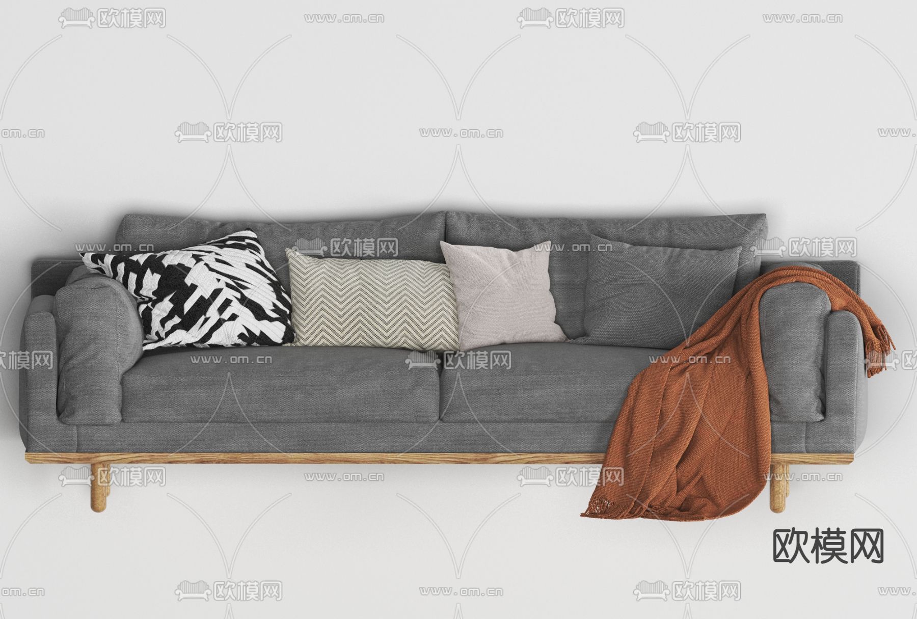 北欧布艺双人沙发免费3d模型下载