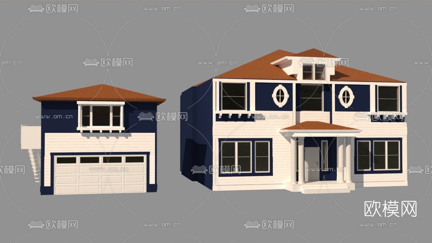 简欧独栋别墅外观免费3d模型下载