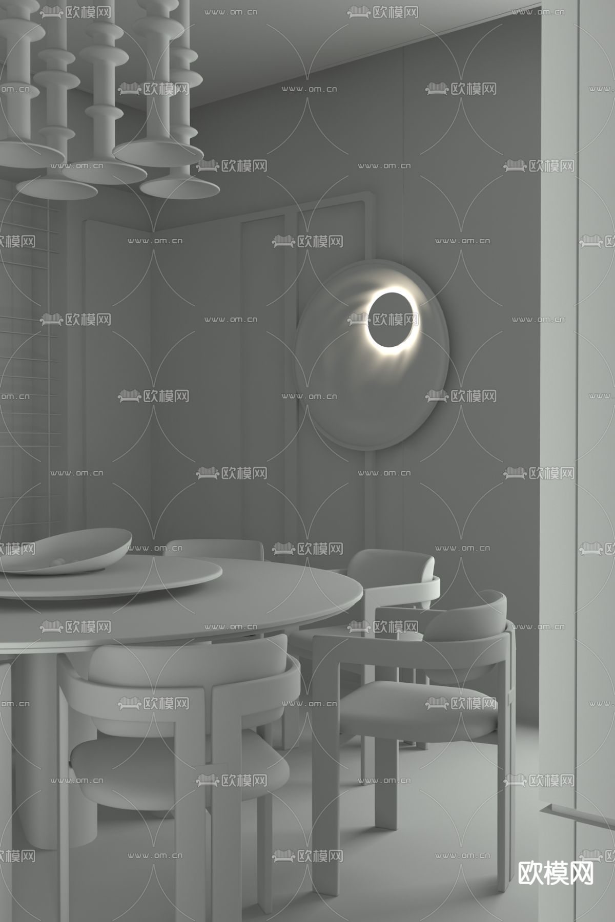 共生形态设计 现代餐厅包房3d模型下载（渲染图2）