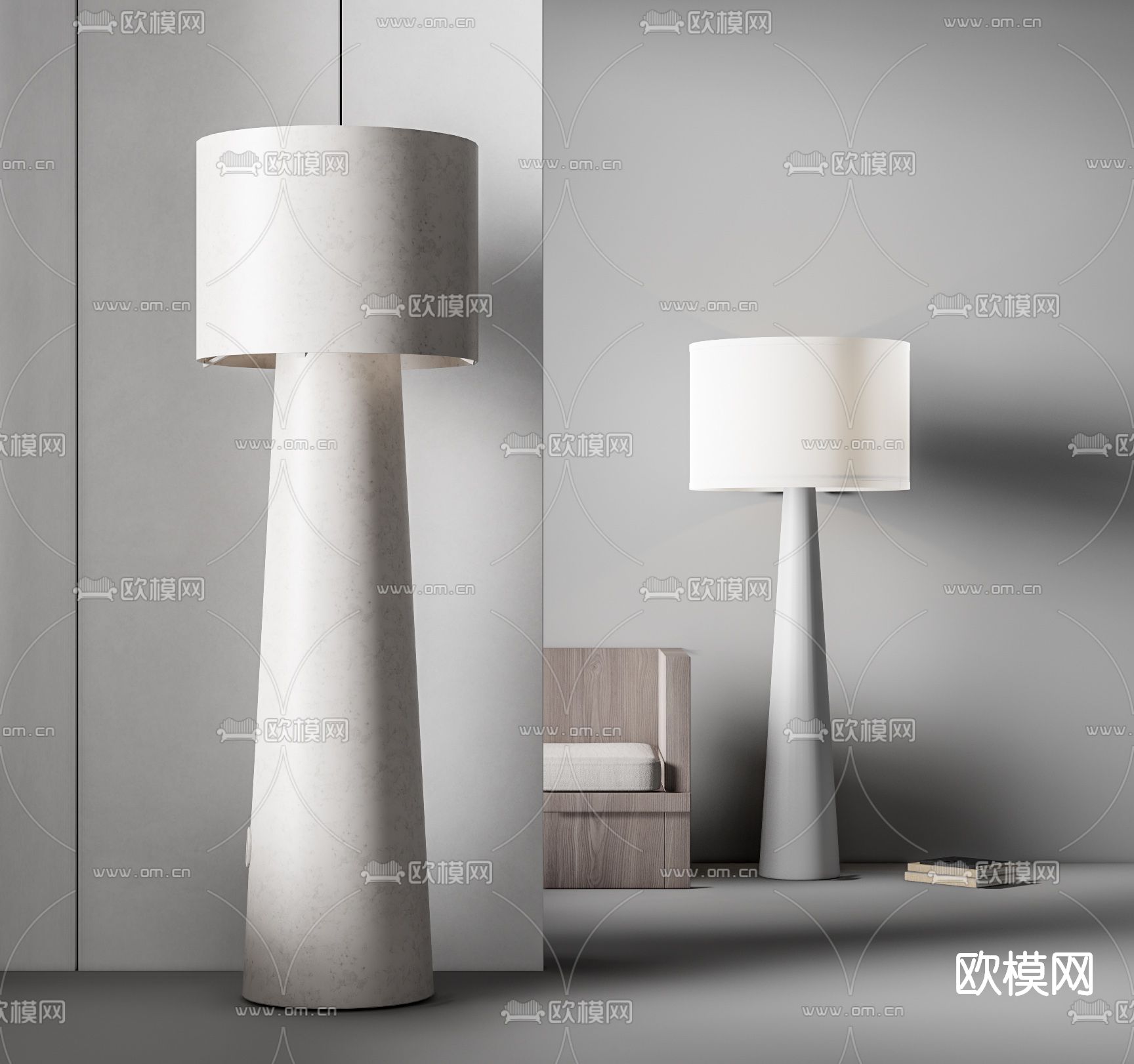 现代轻奢落地灯su模型下载（渲染图1）