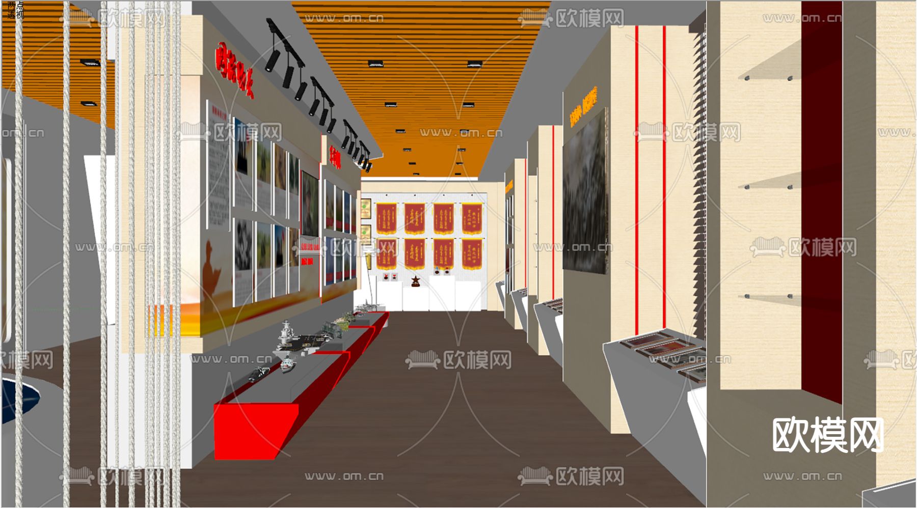 现代党建展厅su模型