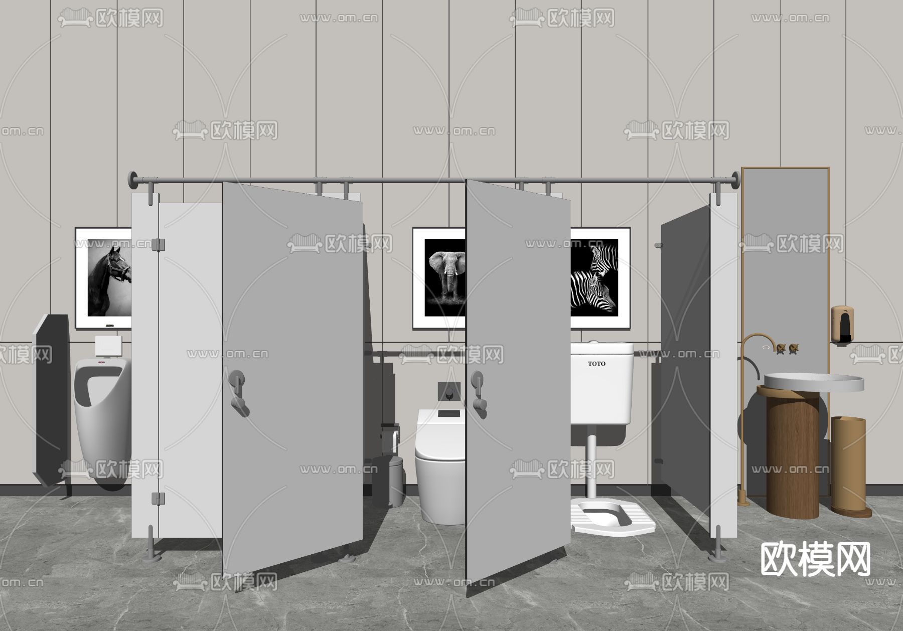 现代马桶便器su模型下载（渲染图2）