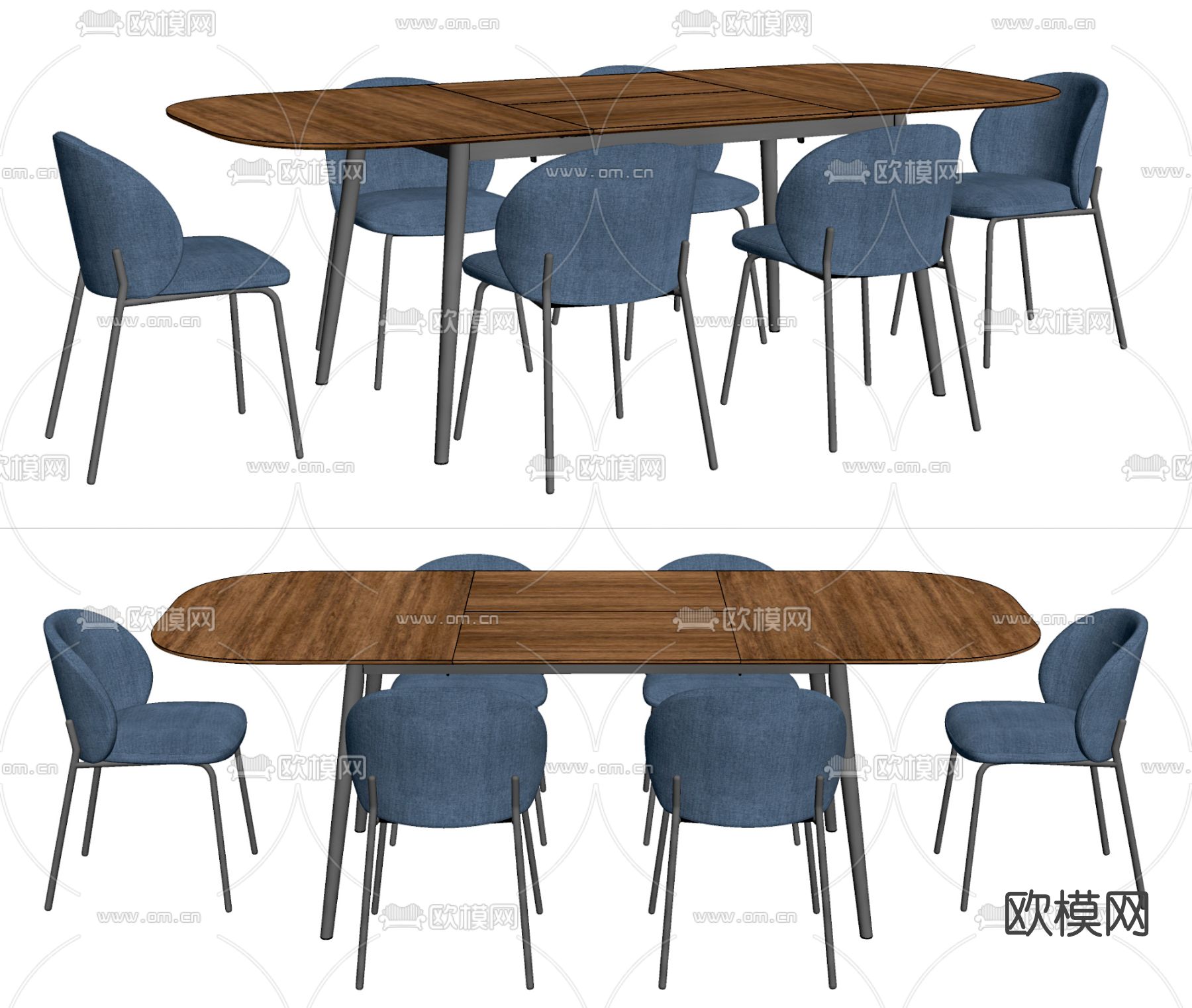 现代实木餐桌椅su模型下载（渲染图2）