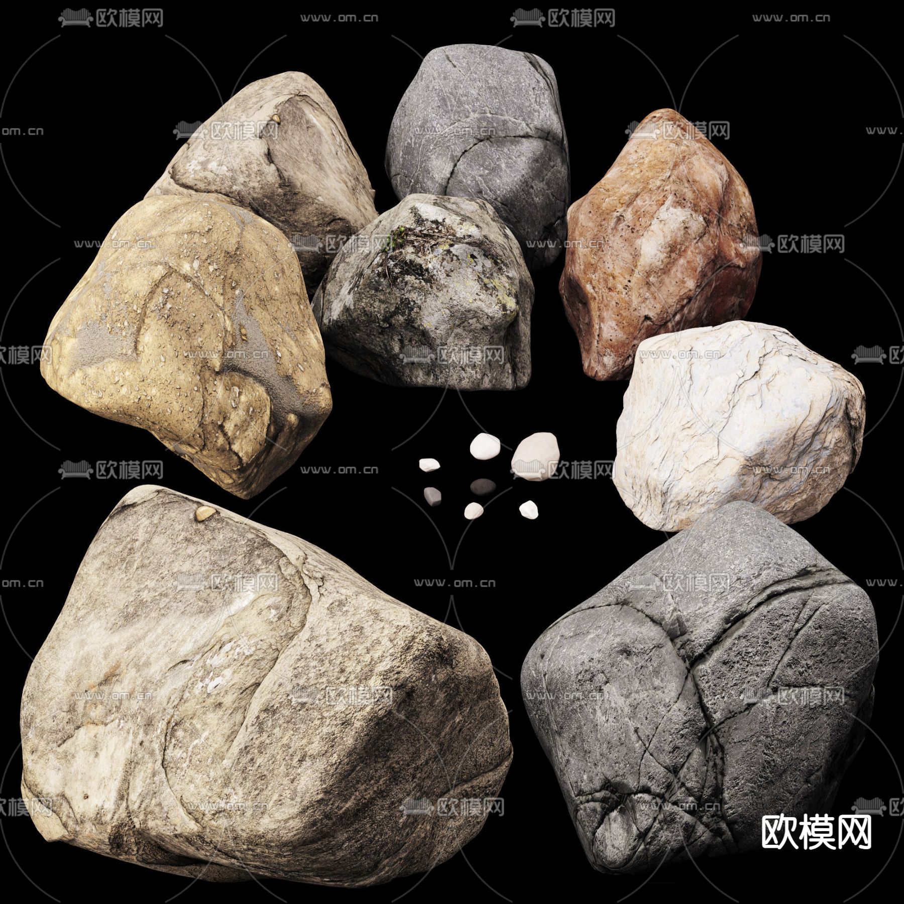 自然风石头岩石3d模型下载