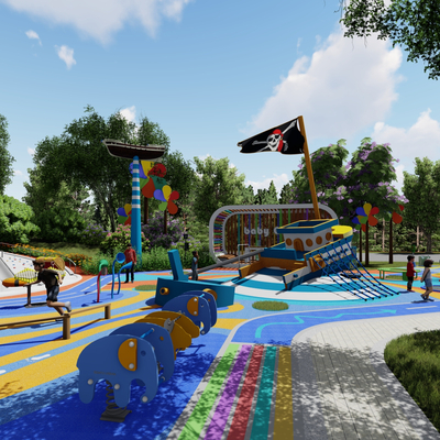  现代主题儿童乐园su模型 